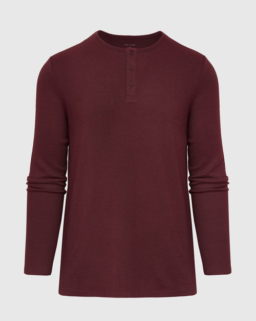 Mahogany Long Sleeve Waffle Henley